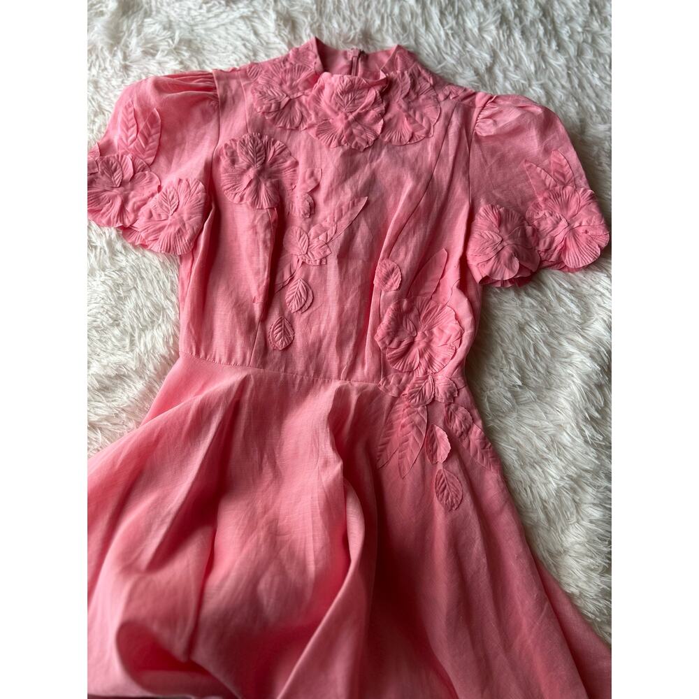 Antonio Melani Pink Floral Appliqué Dress Size 10 3D  Dress MSRP $299⸻ - Picture 5 of 16